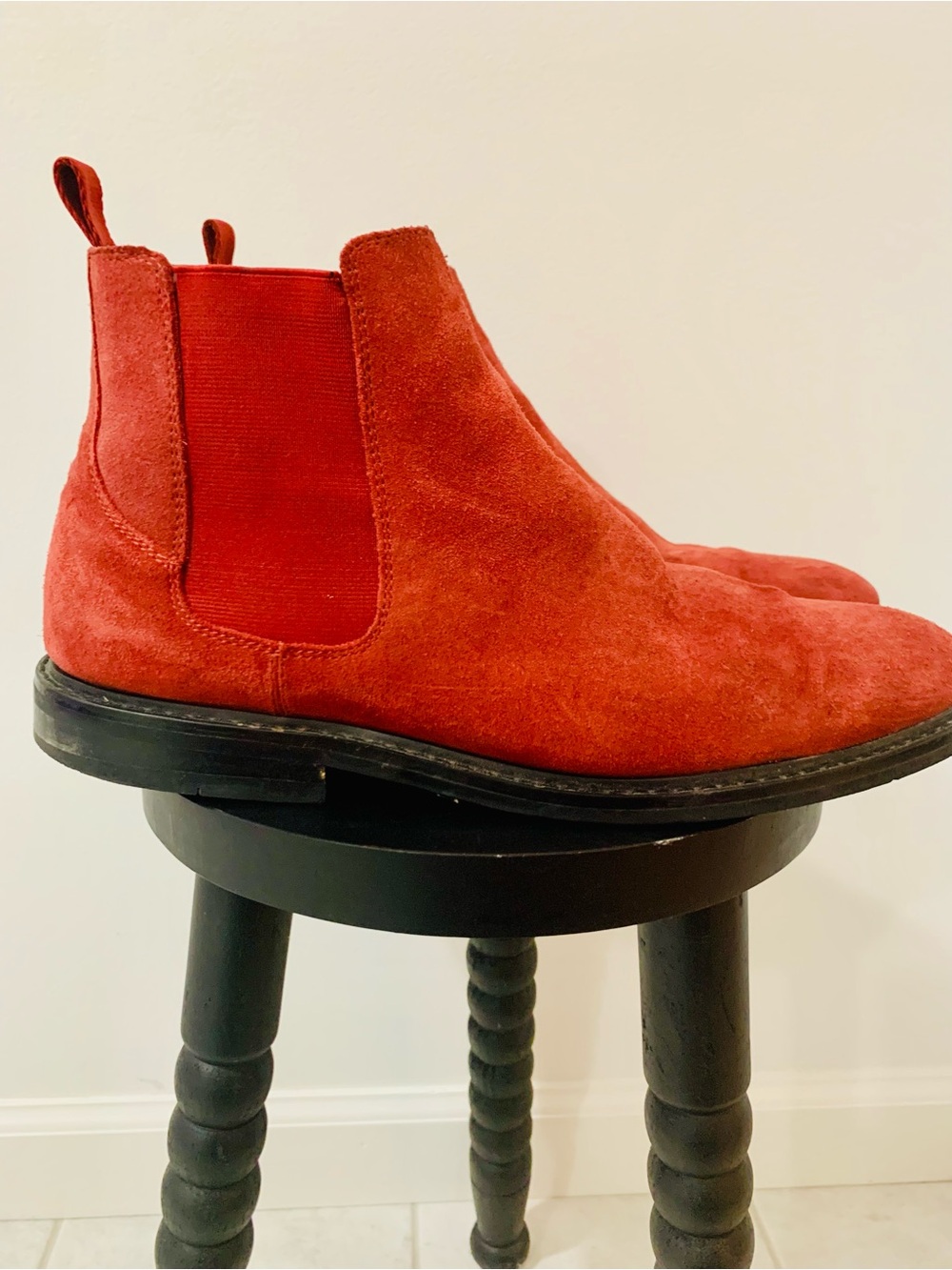 Red Suede Chelsea Boots - Picture 4 of 4